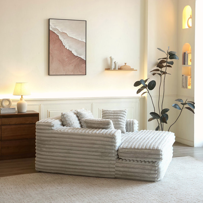 Chaise longue intérieure, canapé-lit rembourré avec coussins décoratifs et accoudoirs, canapé-lit pour la salle de séjour, gris clair