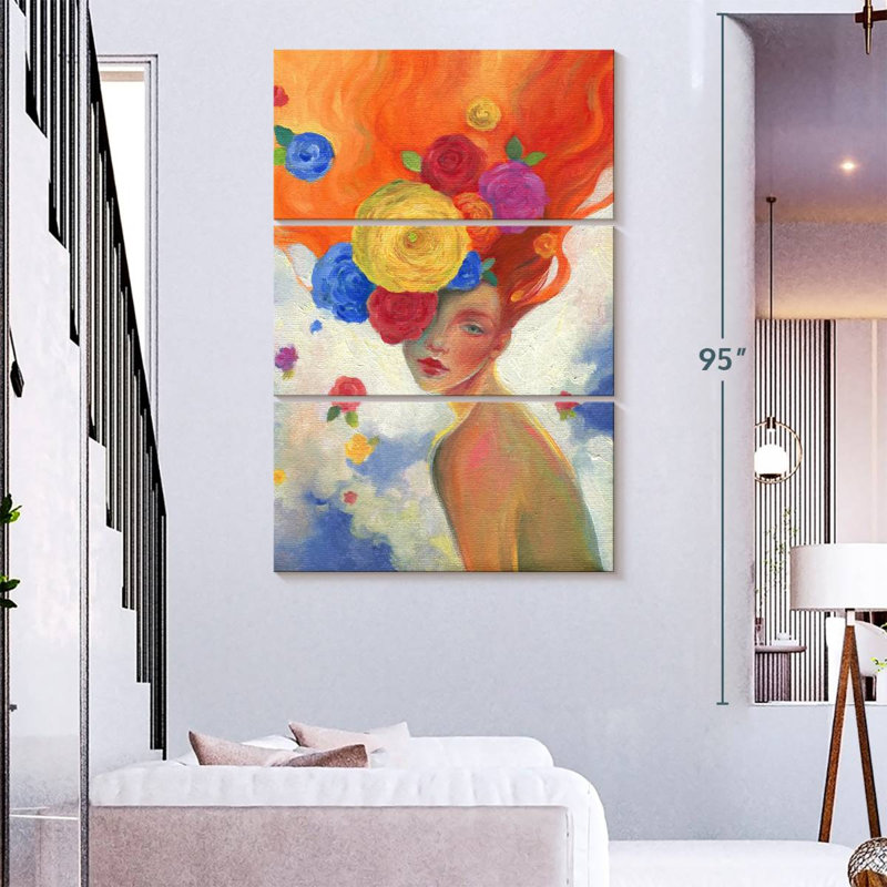 Cheveux en fleurs, H 74 po x l 48 po