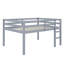 Lit mezzanine double en bois d'hévéa avec échelle-1764019047
