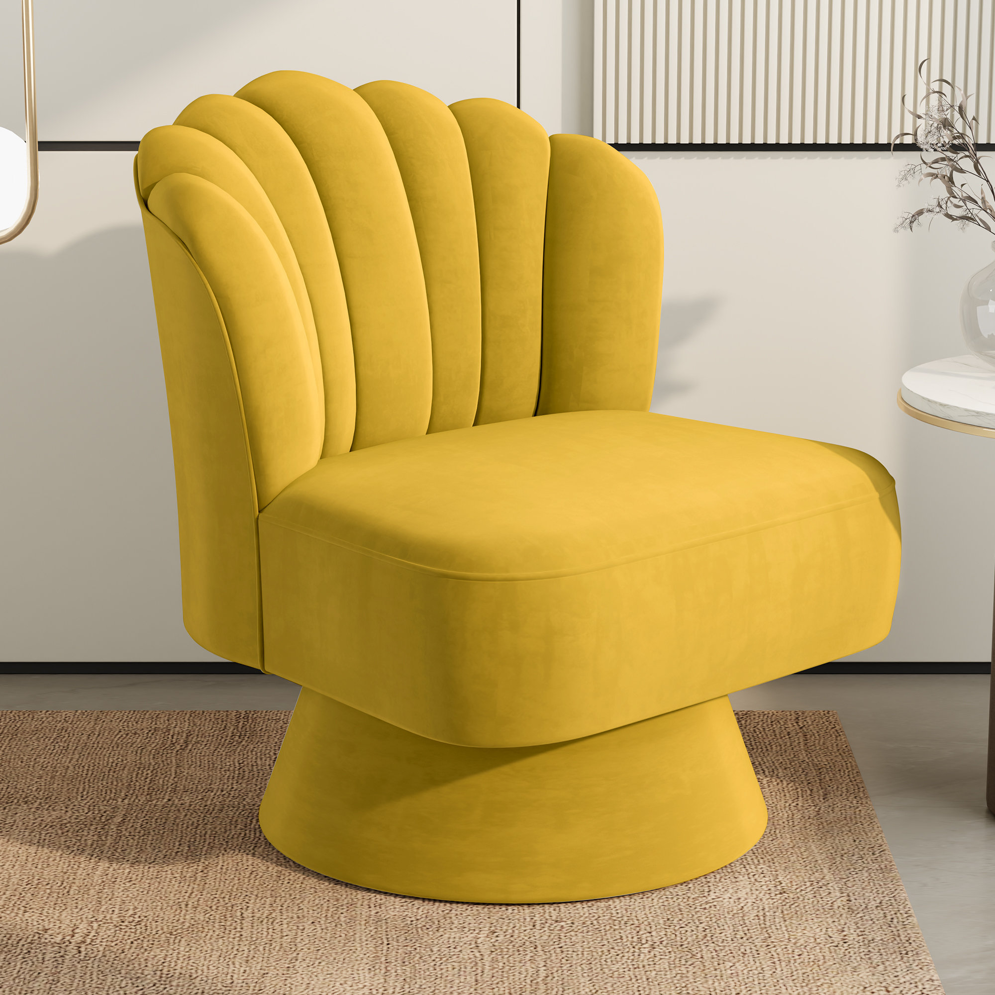 Yellow velvet 2024 swivel chair