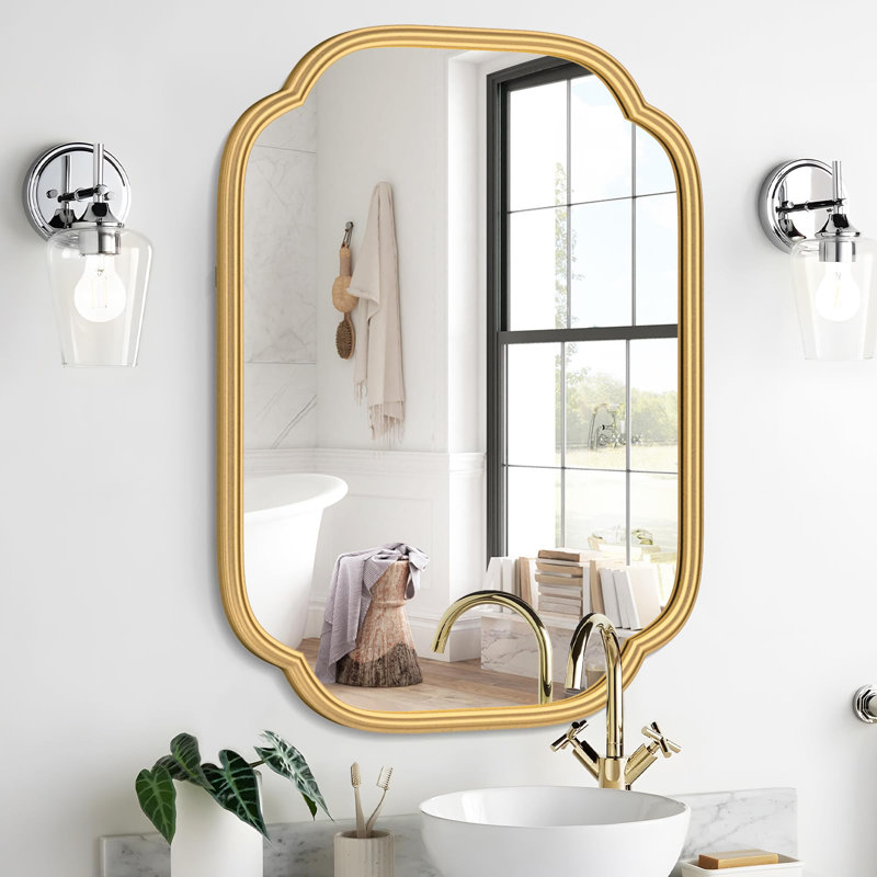 Miroirs pour salle de bain, miroir mural rectangulaire pour salle de bain, Doré