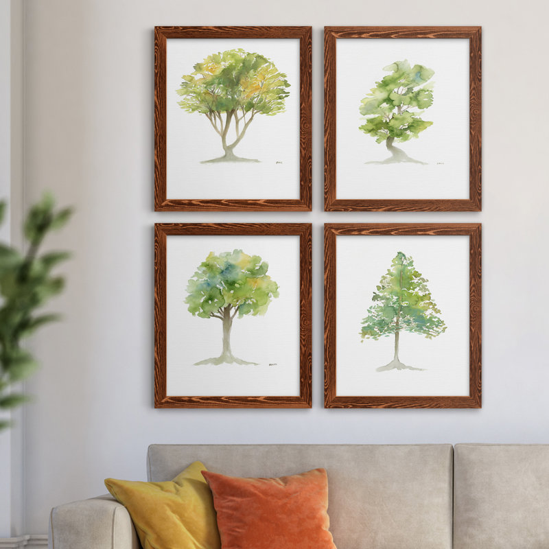 L'arbre I - ensemble de 4 reproductions d'art encadrées, H 31,5 po x l 47 po x P 1,5 po, Toile avec cadre érable
