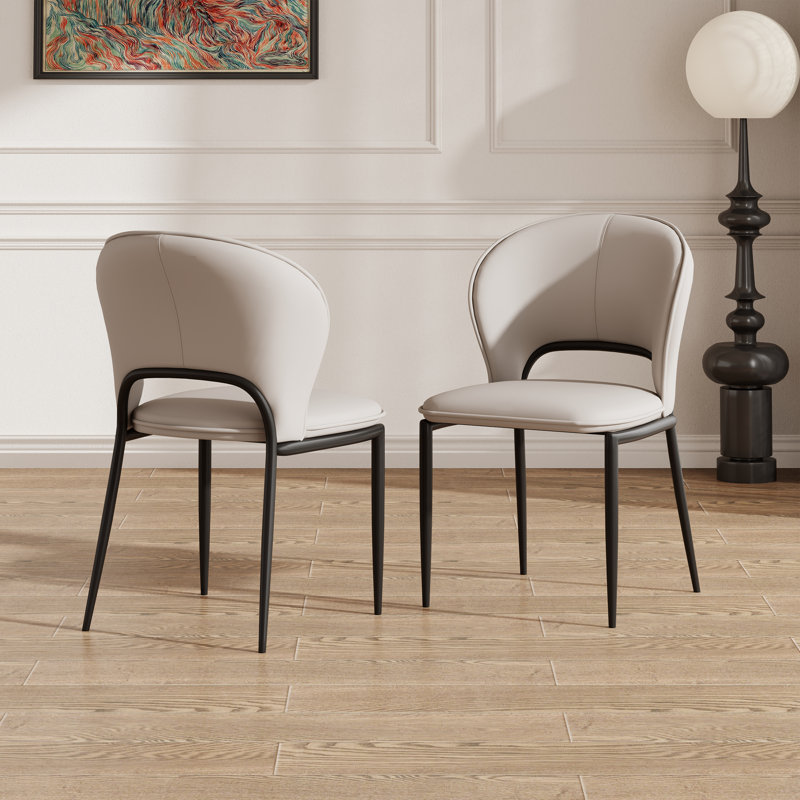 Modern 4-Leg Upholstered Gray Chair(Set of 2)