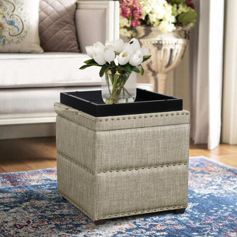 Mulloy Upholstered Ottoman, Light Brown