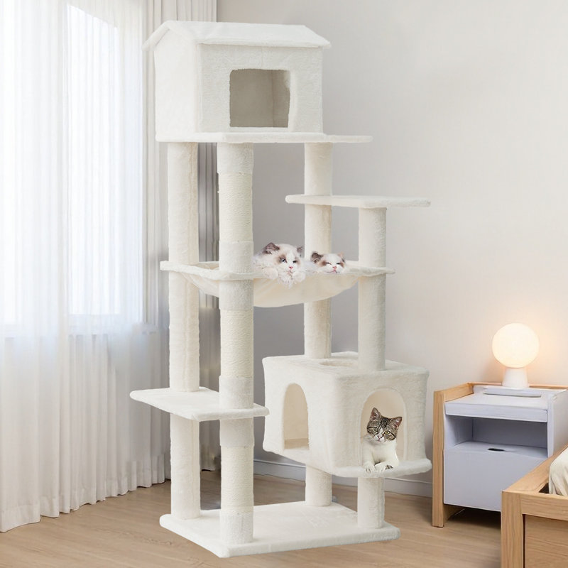 Arbre à chat 64 pouces multi-niveaux, Beige