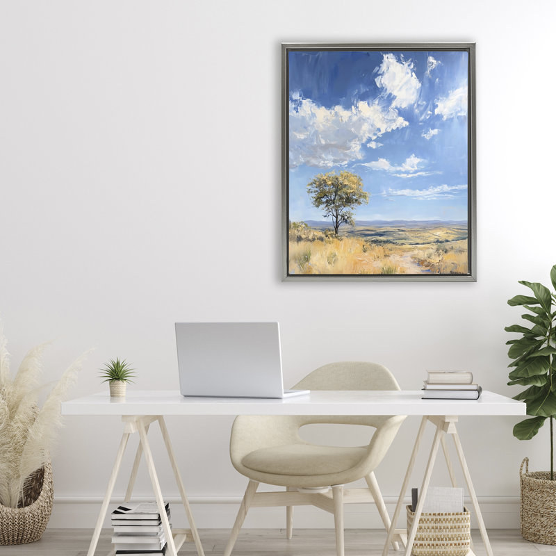 Cadre flottant Vast Landscape Splendor, design par Franklyn Gregory, H 31 po x l 25 po, Cadre flottant gris lustré