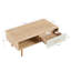 Table basse rectangulaire avec pieds en bois massif, tiroir coulissant pour le rangement, table moderne pour le salon, couleur bois naturel-861914955