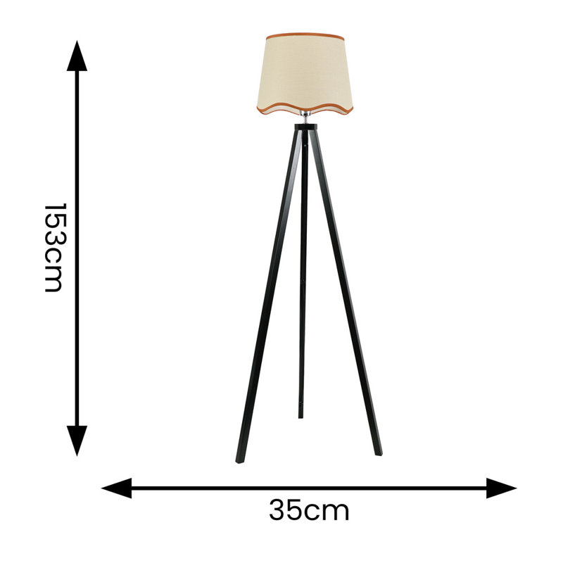 Hazen 153cm Tripod Floor Lamp, Natural/Red, Black, No