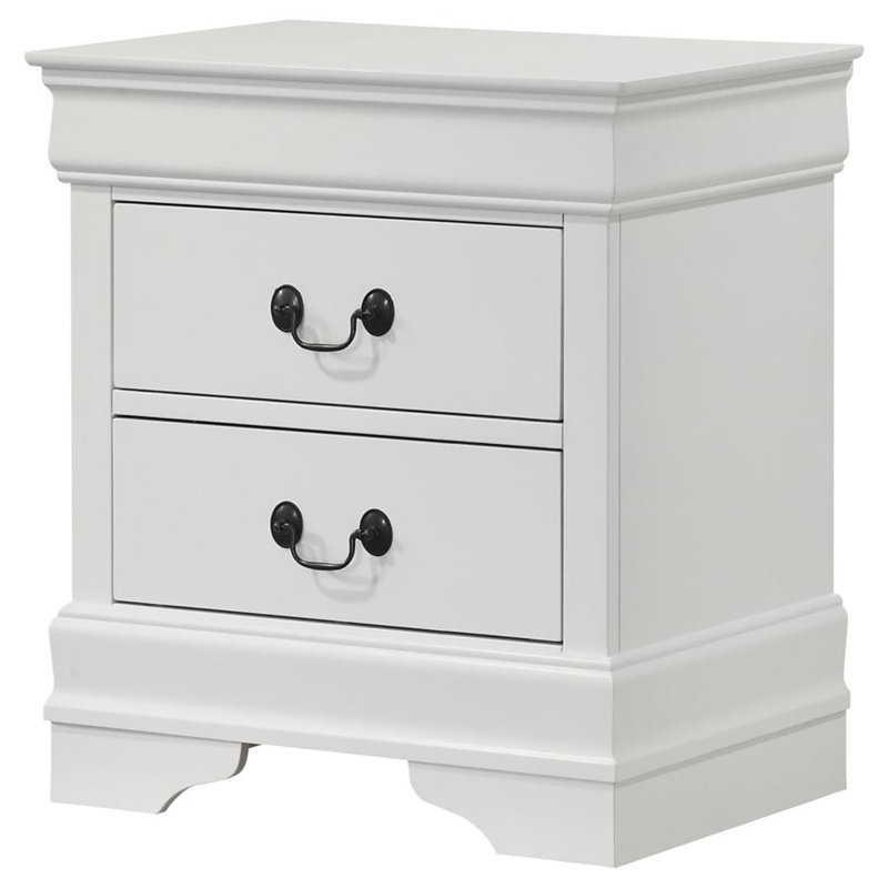 Table de chevet 2 tiroirs Gabbrielle, Blanc