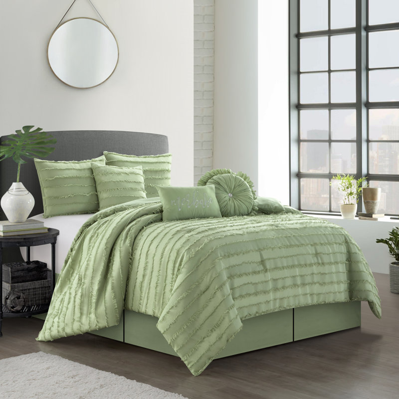 Ensemble d'édredon chic 7 pièces Merbabe, Édredon de très grande taille et 6 pièces suppl, ISE