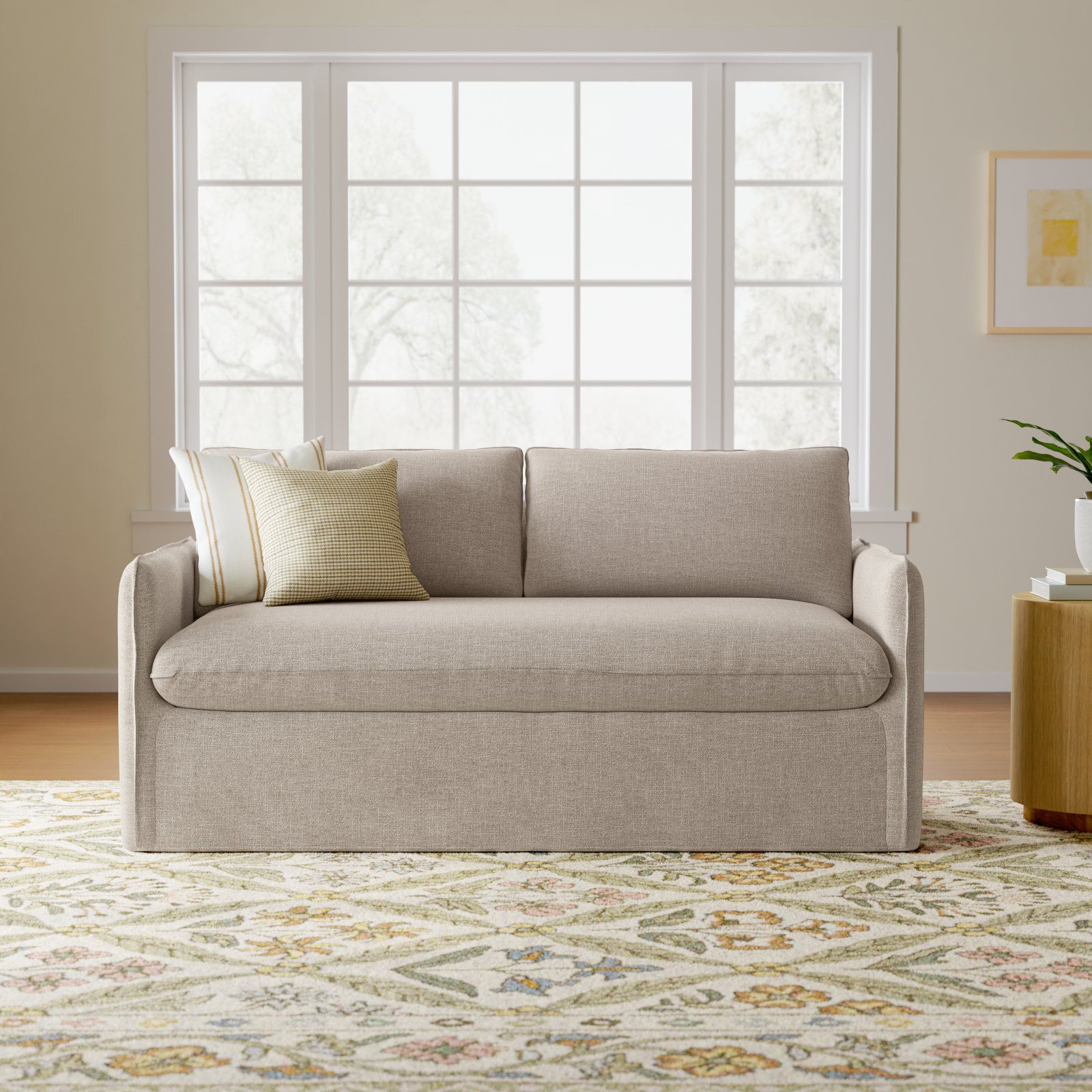 Bellatrix 72'' Upholstered Loveseat, Conversation Ivory Basketweave