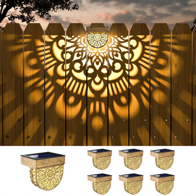 Mandala Solar Fence Lights Outdoor Solar Step Wall Lights Garden Decor(pack of 6)