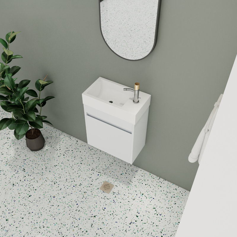 Ensemble de meuble-lavabo simple 18 po avec plateau en résine, Blanc