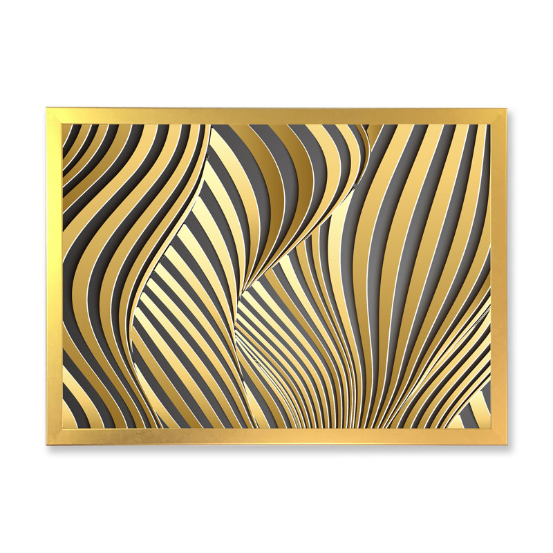 Wavy Luxury Gold Gradients I - peinture sur toile, H 30 po x l 40 po, Toile à cadre d'angle fermé doré