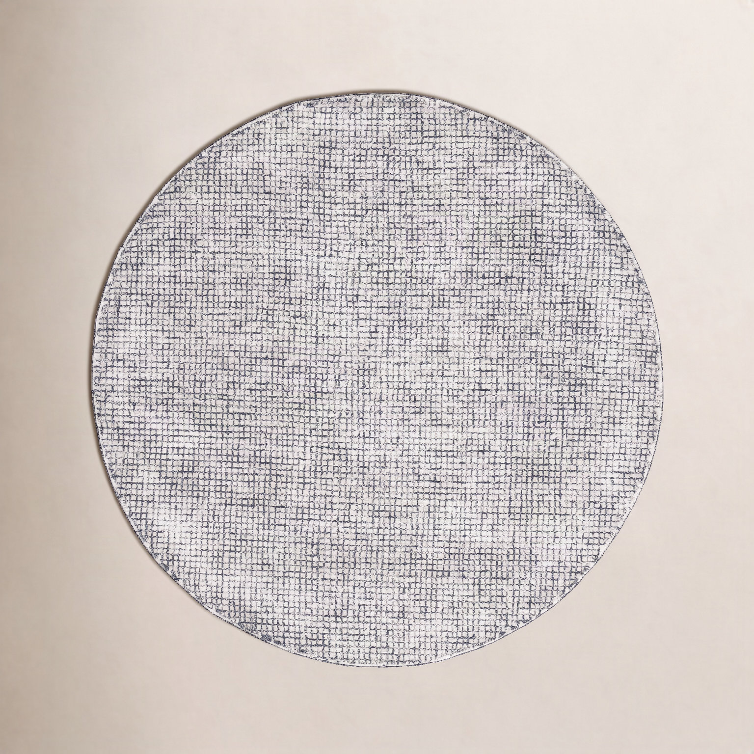 Rowe Ivory Black Hand-Tufted Checkered Rug, Round 8'