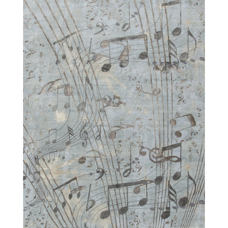 Musical One-of-a-Kind Rectangle 7'11" X 10' Hand Knotted Area Rug