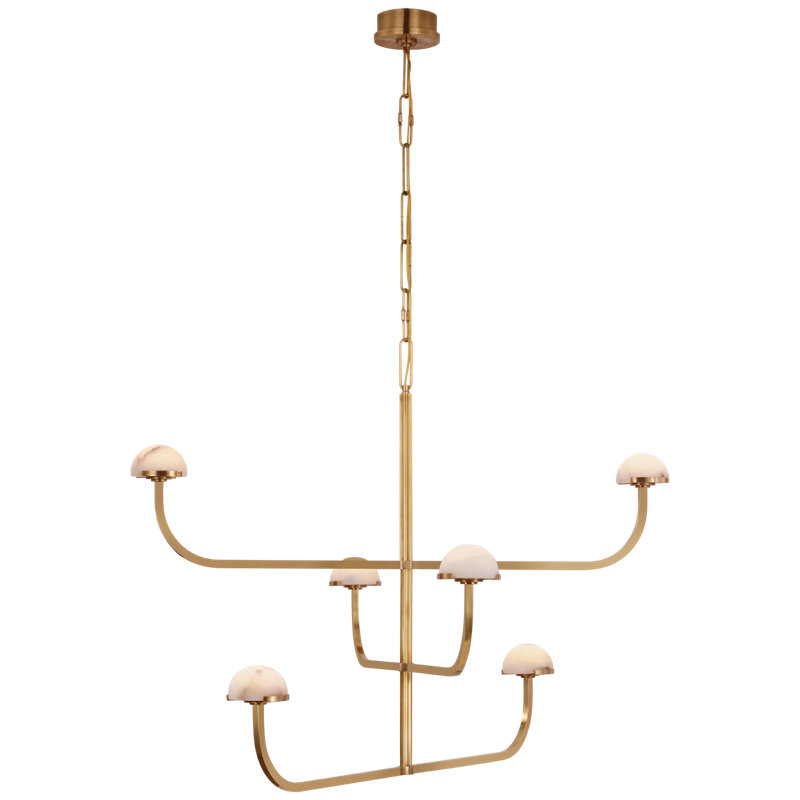 Pedra 6 - Light LED Chandelier, Antique-Burnished Brass
