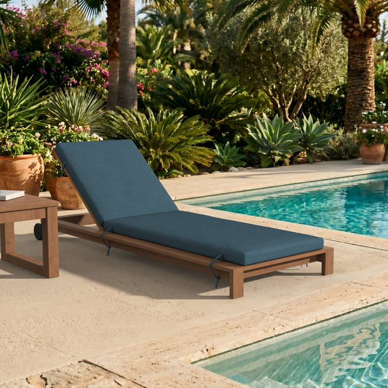 Lani Sunbrella® Outdoor Chaise Lounge Cushion, 25" W x 79" D, Sunbrella Play Lagoon