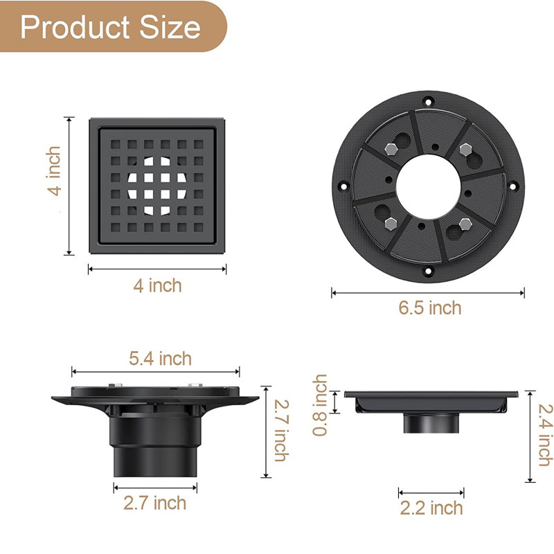 4'' W Tile-In, Black