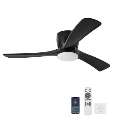 Ventilateur de plafond en bois massif de 42 po avec plafonnier encastré, moteur à courant continu (noyer blanchi pâle)