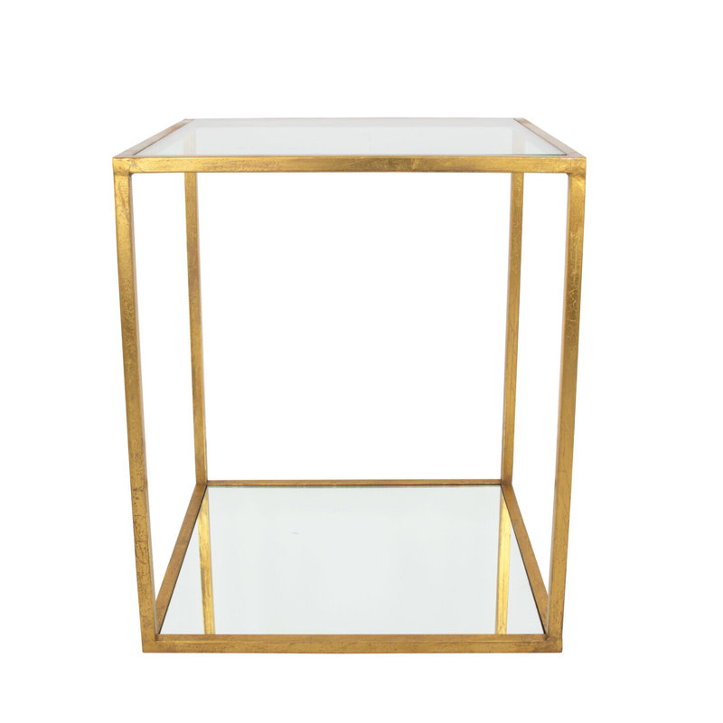 Emily Glass End Table, Antiqued Gold Leaf
