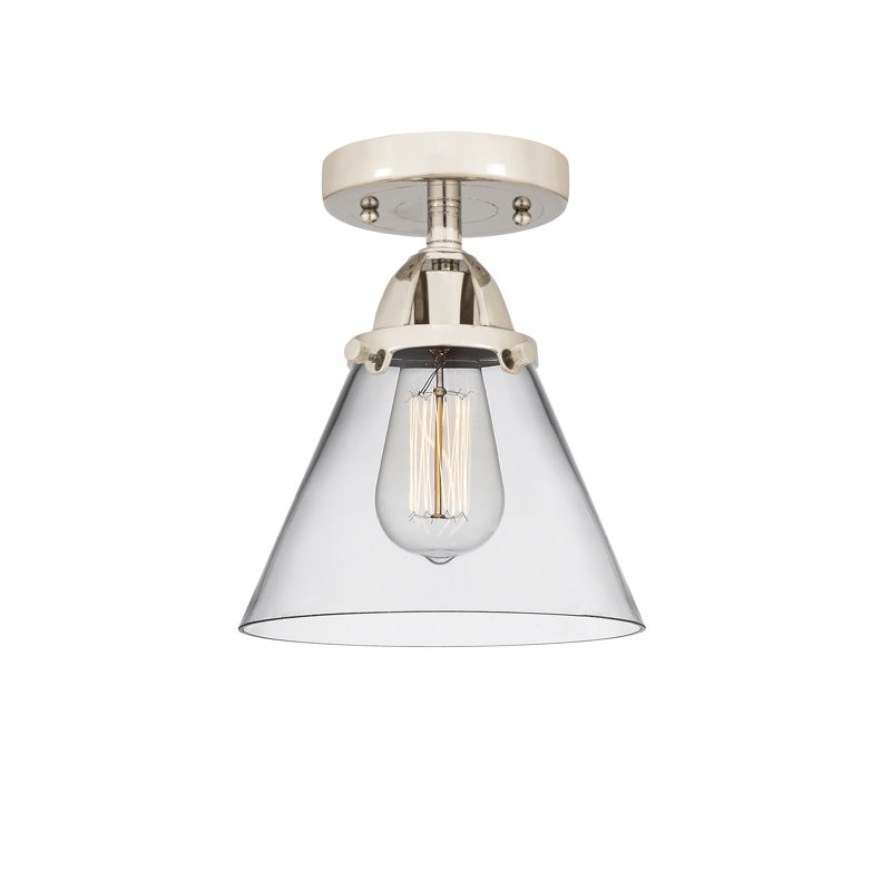 Plafonnier semi-encastré en verre à DEL, H 9,5 po x l 7,75 po x P 7,75 po, Transparent, Nickel poli