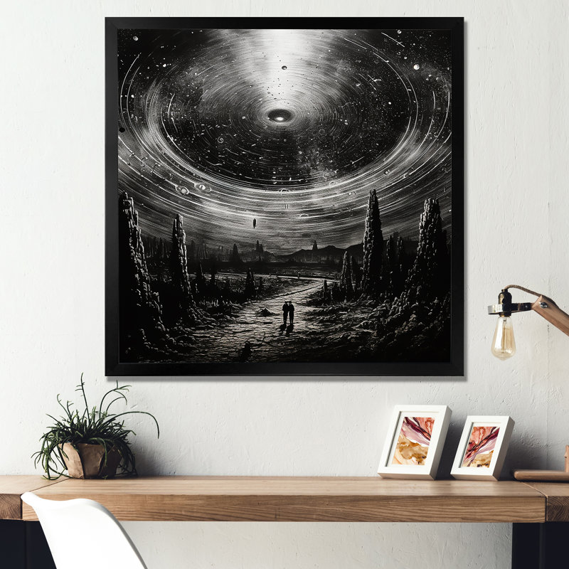 Minimalisme, science-fiction, ovni - impressions sur toile, Cadre simple noir, H 30 po x l 30 po x P 1 po
