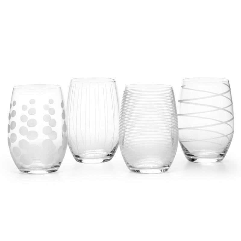 Mikasa Cheers Etched Crystal Stemless Wine Glasses