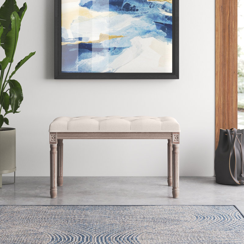 Banc rembourré Chagford, Beige, H 18,5 po x l 31,5 po x P 15,7 po