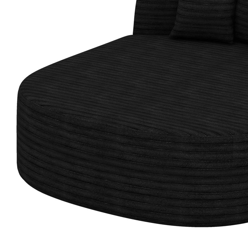 Canapé moderne sans méridienne avec deux coussins de soutien, Noir
