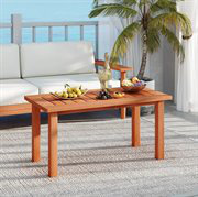 Table basse 35,5 "en bois avec table d'extérieur rectangulaire à lattes pour table