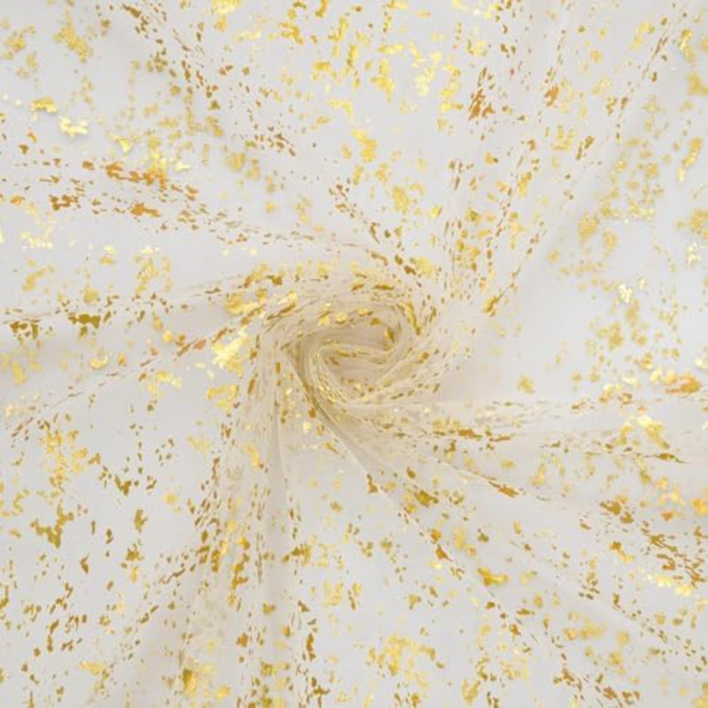 3 pièces de chemin de table en gaze beige doré 120 pouces 10 pi, feuille métallique scintillante diaphane, anniversaire de mariage, fête d'anniversaire, décoration de table pour la fête à la maison