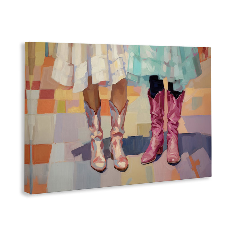Filles dans des bottes de cowboy, art mural sur toile par Sissi et Seb, H 30 po x l 45 po