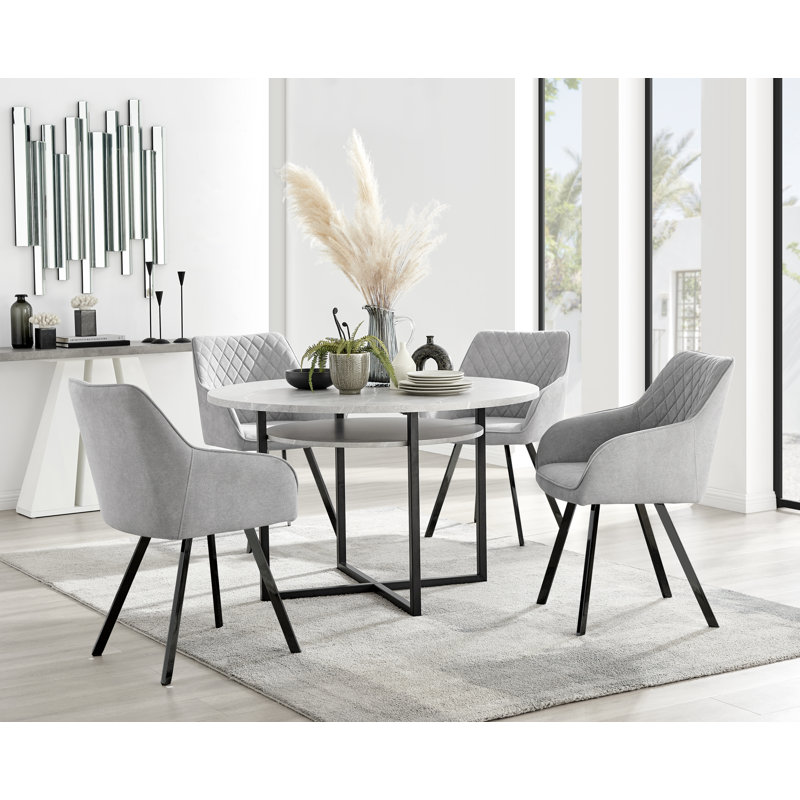 Adler 4 - Person Dining Set, Light Grey/Black