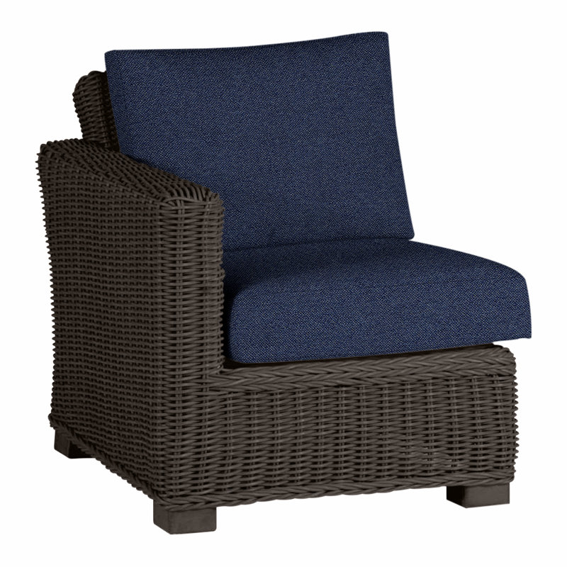 Canapé modulaire d'extérieur en résine tressée rustique N-Dura, Pas de soudure, Noyer noir, Indigo Intermix