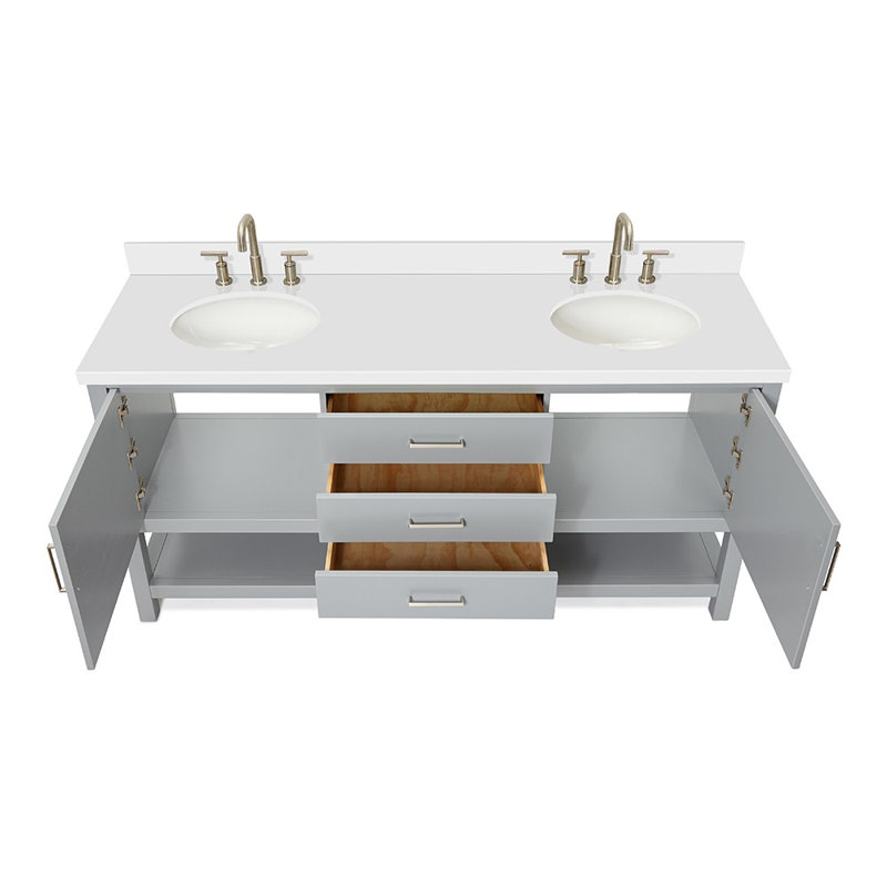 Bayhill Double Vanity, Oval, White, White Quartz
