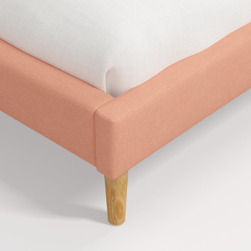 Lit plateforme Olivet, Lin abricot classique, Queen