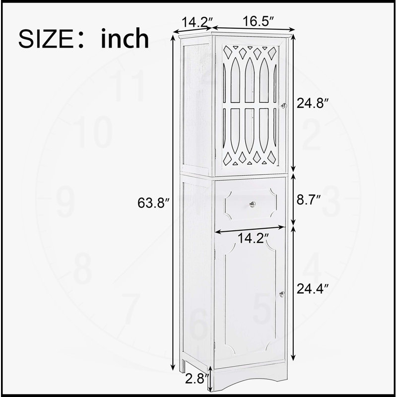 Armoire de salle de bain autoportante polyvalente avec tiroirs et portes pour un rangement optimal