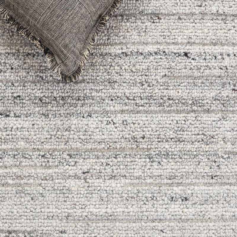 Natura 461 Hand Woven Wool/Cotton No Pattern Rug in Gray, Rectangle 5' x 8'