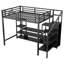Lit mezzanine polyvalent en métal avec options de rangement et de rangement intégrées