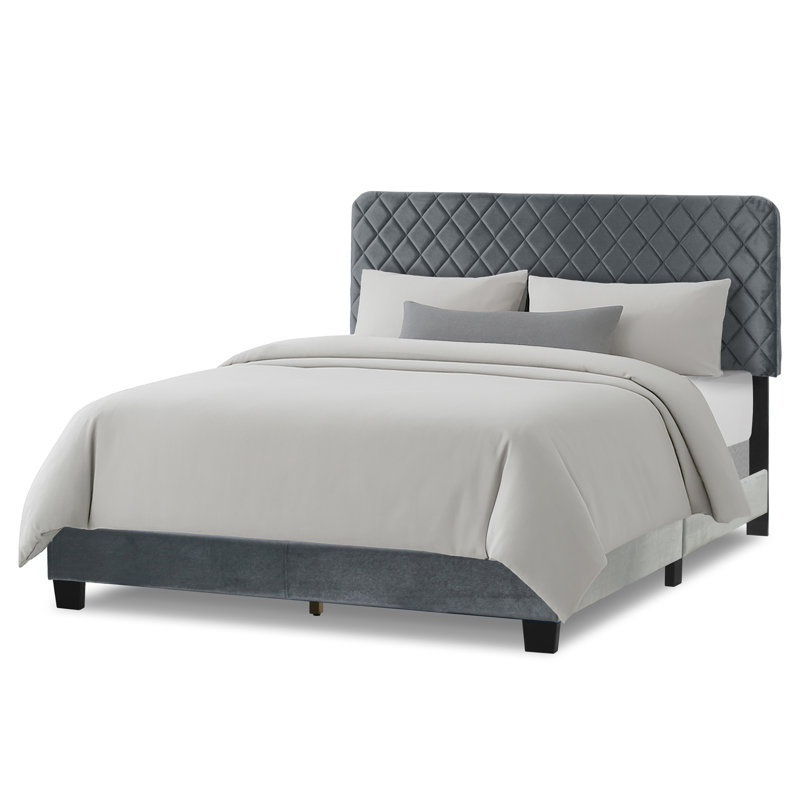 Darcy-May Upholstered Standard Bed, Silver Gray