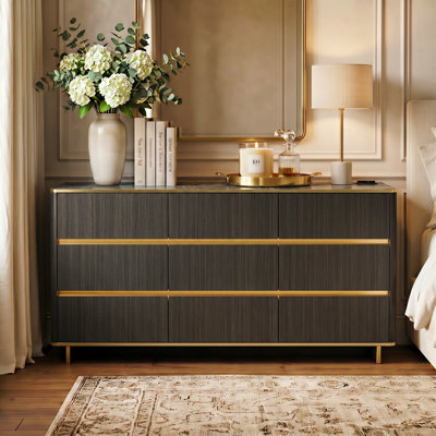 63" W Modern 9-Drawer Dresser with App-Controlled RGB Lights & Built-In Charging Station