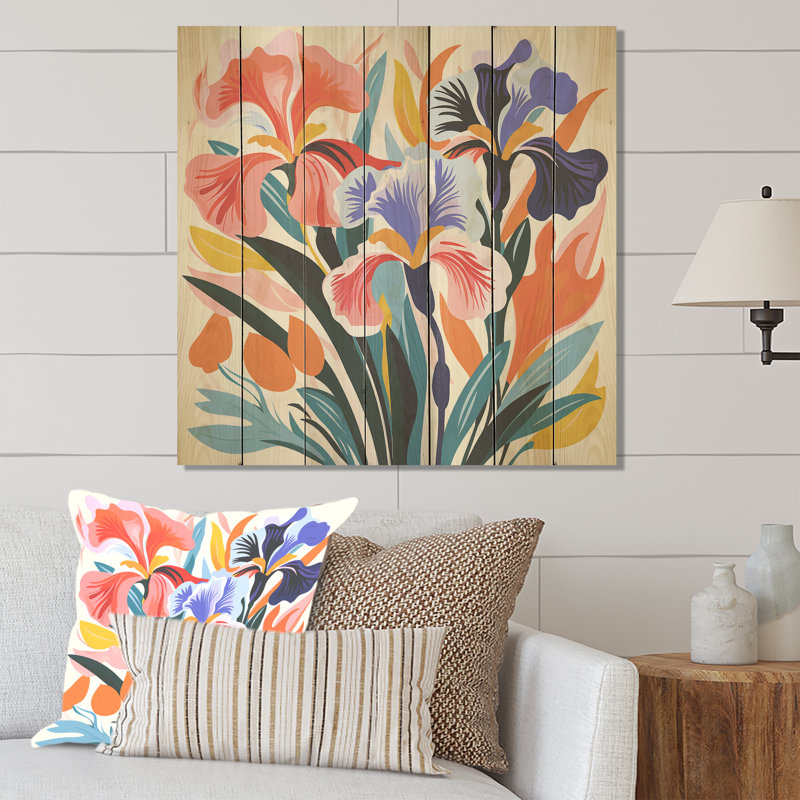 Henri Matisse Style Floral I - Bouquets assortis sur bois, H 30 po x l 30 po