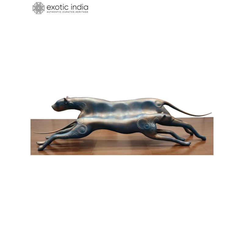 84" Large Leopard Sculptural Chair - Handcrafted Fibre & Metal Statement Seating with Bronze Finish - Contemporary Wildlife Art Furniture