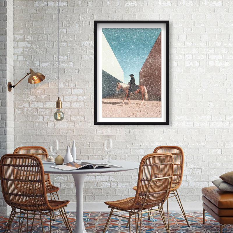 Lone Rider Framed Graphic Art, 25.5"H x 37.5"W, Black Shadowbox