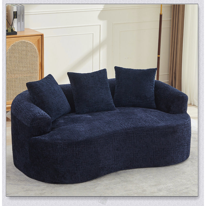 Causeuse courbée avec 3 coussins, canapé en chenille à assise profonde pour petits appartements et salons, aucun assemblage requis