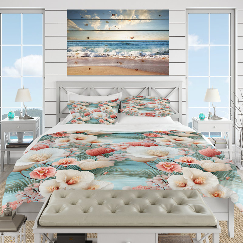 Literie Seashell Serenity Ii, Housse de couette pour très grand lit et 2 très