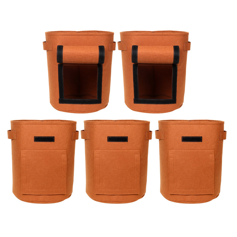 13.8″ 7-Gallon Orange Ginger Fabric Grow Bag with Side Window – Potato Planting Planter Pot with Harvest Flap for Vegetables & Root Crops