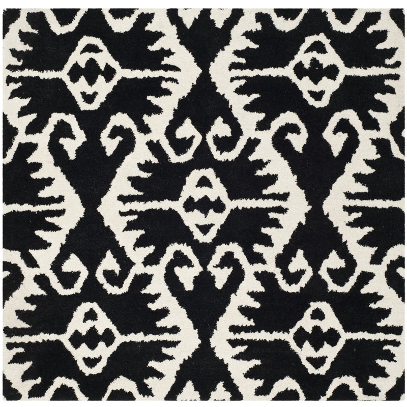 Tapis géométrique en laine touffeté à la main Kouerga bHand, Carré 5 pi