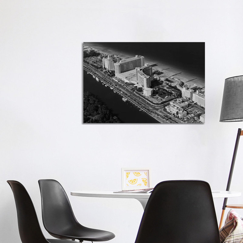1950s-1960s Aerial View Fontainebleau Hotel Miami Beach Florida USA - Wrapped Canvas Print